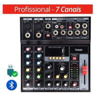 Mesa De Som Profissional Mixer 7 Canais Digital Efeitos USB  - Tomate